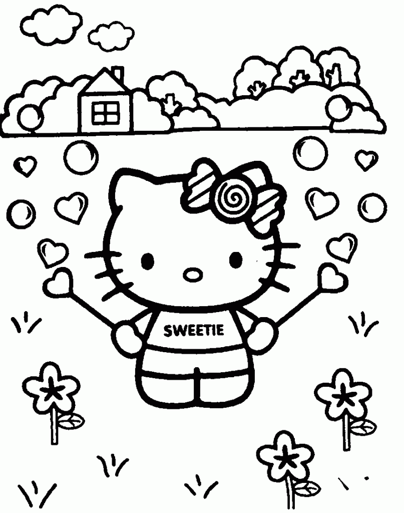 Plansa de colorat cu Hello Kitty 6 85